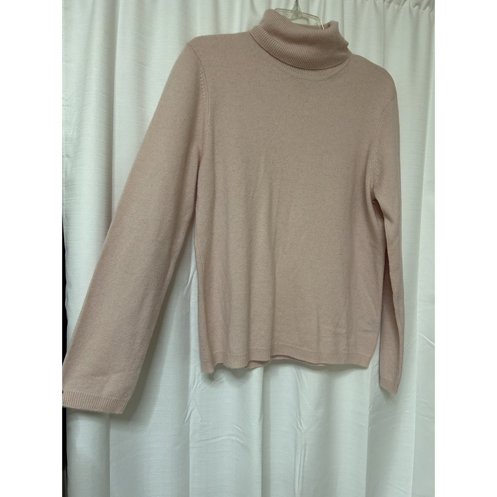 Ralph Lauren Pullover Sweater 100% Cashmere Large Pink Turtleneck Long Sleeve - Picture 2 of 4